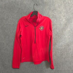 Nike Dri-FIT Pullover Jacket Womens Medium Red Wolf Logo Quarter Zip Performance